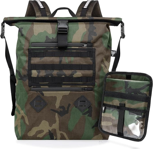 Xtreme Sight Line ~ AQUA RT Large Water-Proof Faraday Backpack/Small LITE Faraday Bag Combo ~ Tracking/Hacking Defense ~ Woodland Camo