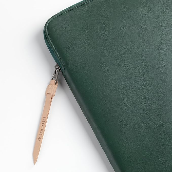 Comfyable Leather Laptop Sleeve Compatible with 16 Inch MacBook Pro M4 2024 & 15 Inch MacBook Air M4 M3 M2 2025, Midnight Green