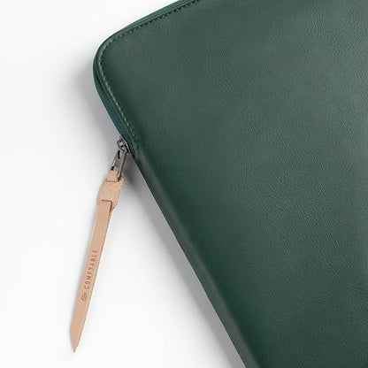 Comfyable Leather Laptop Sleeve Compatible with 16 Inch MacBook Pro M4 2024 & 15 Inch MacBook Air M4 M3 M2 2025, Midnight Green
