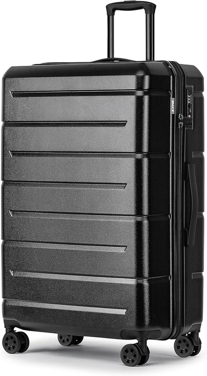 KYME Large Suitcases with Wheels Hardshell 28 Inch Luggage TSA Approved Big Checked Luggage Durable Travel Rolling Suitcase for Women Men Black