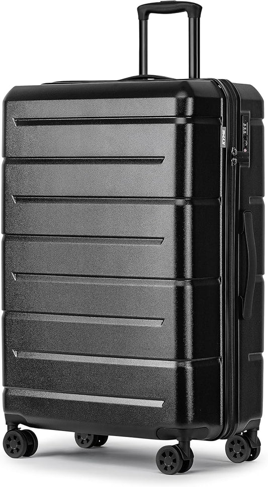 KYME Large Suitcases with Wheels Hardshell 28 Inch Luggage TSA Approved Big Checked Luggage Durable Travel Rolling Suitcase for Women Men Black