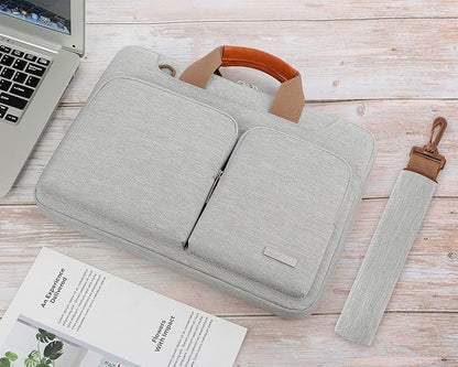 Lacdo 360° Protective Laptop Shoulder Bag, 15-15.6 inch Laptop Sleeve Case for Acer HP Lenovo Dell ASUS Laptop, Acer Aspire, HP Pavilion, Dell Inspiron, Lenovo IdeaPad,ASUS ZenBook Computer Bag, Gray