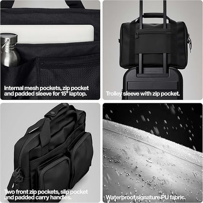 RAINS Texel Tech Bag - Green Waterproof Water Resistant Water Repellent Laptop Bag Unisex Commuter Travel Case 15" Computer Sleeve Tech Organizer - 2 Year Warranty