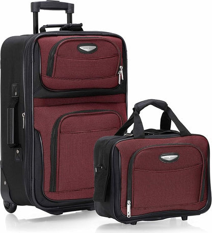 Travel Select Amsterdam Softside Expandable Luggage with Rolling Wheels, Burgundy, 2-Piece Set (15/21)