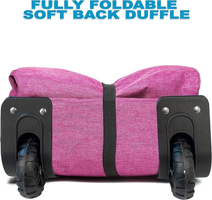 Bago Rolling Duffle Bag with Wheels - 27" 80L Foldable Weekender Bag, Waterproof Travel Duffel Bag, Heavy Duty lightWeight Duffle Bag for Traveling, Rolling Duffel Bag with Wheels (SnowPink)