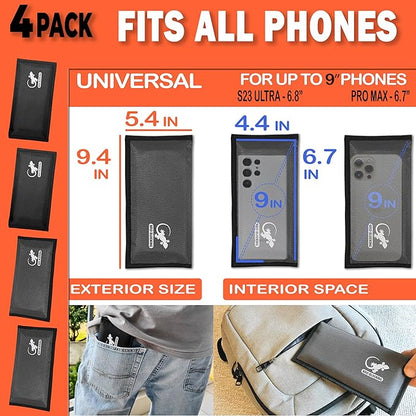 4 Faraday Bag Anti-Tracking GPS RFID Car Key Signal Blocker Wallet Shielding Pouch Protective Case for Cell Phone Car Key FOB, Data Privacy, Electronic Device Security (4 PACK - BLACK AND GRAY)