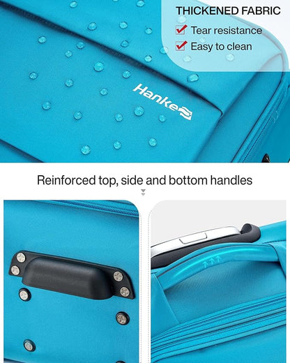 Hanke 28 Inch Luggage with Spinner Wheels Expandable Large Suitcase with Wheels Softside Check in Luggage Rolling Suitcase with Lock Lightweight Travel Luggage for Men and Women.(Caribbean Blue)