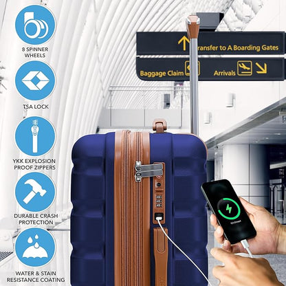 Flight Knight 24x16x10 Expandable Carry On Suitcase Hardside TSA Lock USB C Lightweight Luggage Silent Double Spinner Wheels Maximum Overhead Carry-On Bag For Virgin & South West Approved Airlines