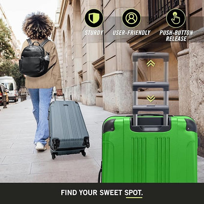 Kenneth Cole REACTION Out of Bounds Lightweight Hardshell 4-Wheel Spinner Luggage, Kelly Green, 2-Piece Set (20" & 28")