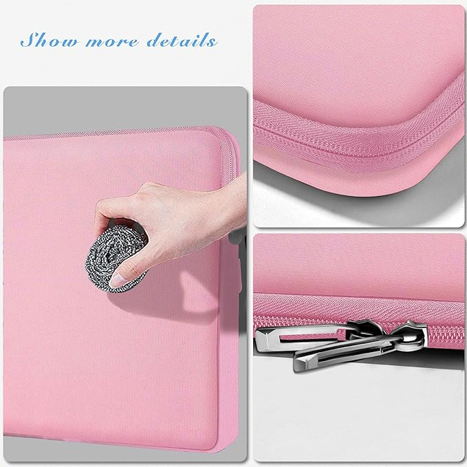 Slim Laptop Case 13.3 14 inch Sleeve, Rainproof & Shockproof Carrying Case for Notebooks Compatible with MacBook Pro 14" and All Models 13.3" MacBook Air/Pro, Most Popular 13"-14" PC,Pink