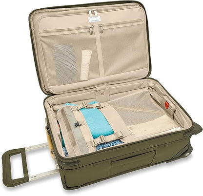 Briggs & Riley Essential 22" 2-Wheel Expandable Carry On - Luggage for Travel, Suitcases with Wheels, Softside Rolling Bag for Men & Women, Self-Repairing Zipper - Baseline Collection, Olive