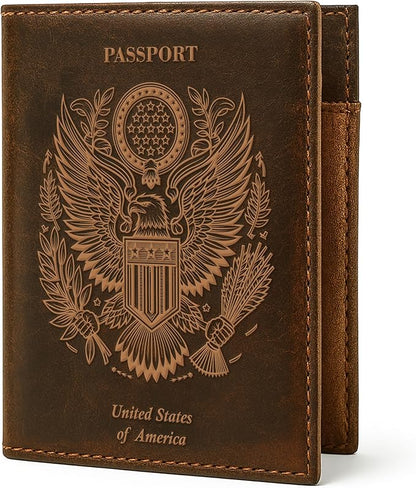 LEATHER VILLAGE Leather Passport Holder Cover – Travel Wallet with Card Slots, Vintage Passport Case for Men & Women – Cute Organizer for Travel Accessories & Documents - Distressed Brown