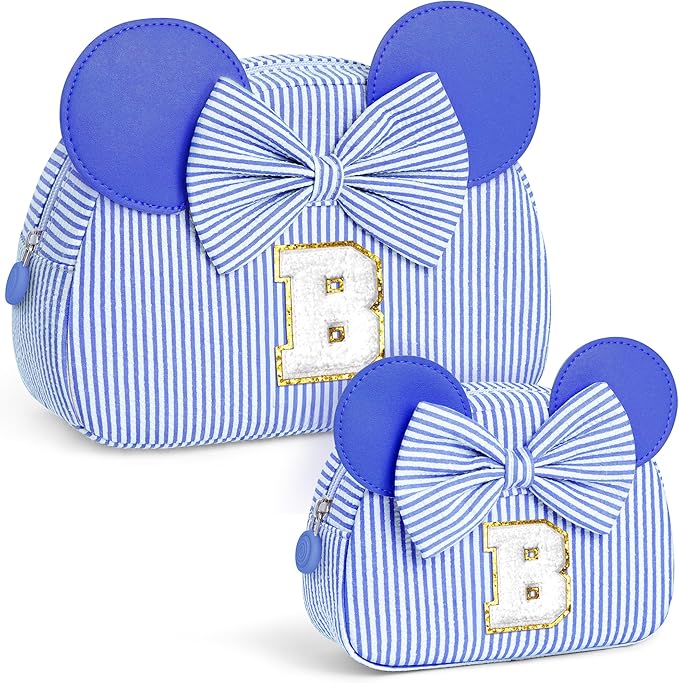 Initial Travel Makeup Bag for Girls | Cosmetic Bags | Kids Teen Girl Gifts | Birthday Gifts for Girls | Travel Makeup Bag | 6 7 8 9 10 11 12 13 Years Old Girl Gift - Blue B