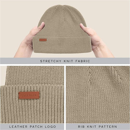 Cole Haan Men's Heritage Rib Cuff Wool Beanie Hat, One Size