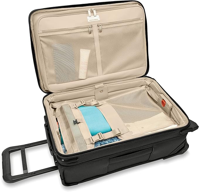 Briggs & Riley Essential 22" 2-Wheel Expandable Carry On - Luggage for Travel, Suitcases with Wheels, Softside Rolling Bag for Men & Women, Self-Repairing Zipper - Baseline Collection, Black