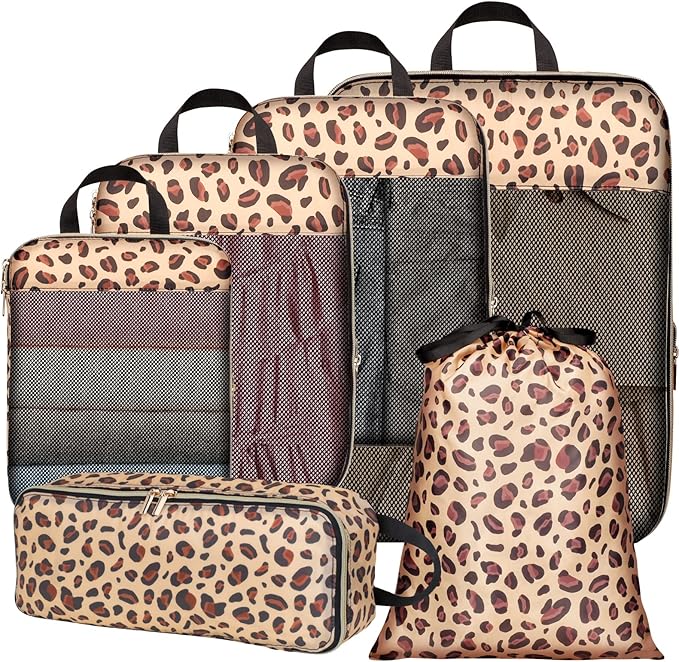 Cambond Compression Packing Cubes for Travel Women - Expandable Travel Bags Luggage Organizers Travel Essentials Compression Cubes for Travel Carry on Suitcases Organizer