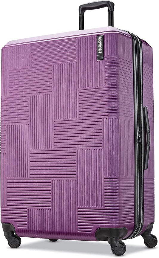 American Tourister Stratum XLT Expandable Hardside Luggage with Spinner Wheels, Power Plum, Checked-Large 28-Inch