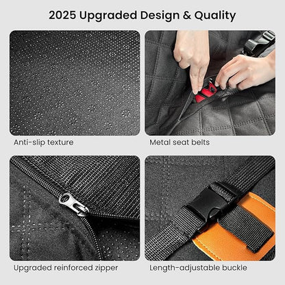 REEVAA Dog Truck Seat Cover for Back Seat, Hard Bottom Dog Hammock for Car, Pet Bed Extender for 2-4 Large Dogs, Waterproof Seat Protector, Universal XL Size Fits for Crew Cab Truck/SUV, Black
