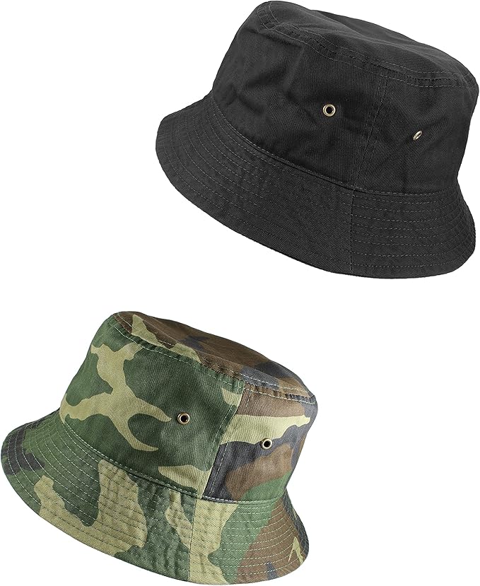 Gelante Solid Color 100% Cotton Bucket Hat for Women and Men Packable Travel Summer Beach Hat