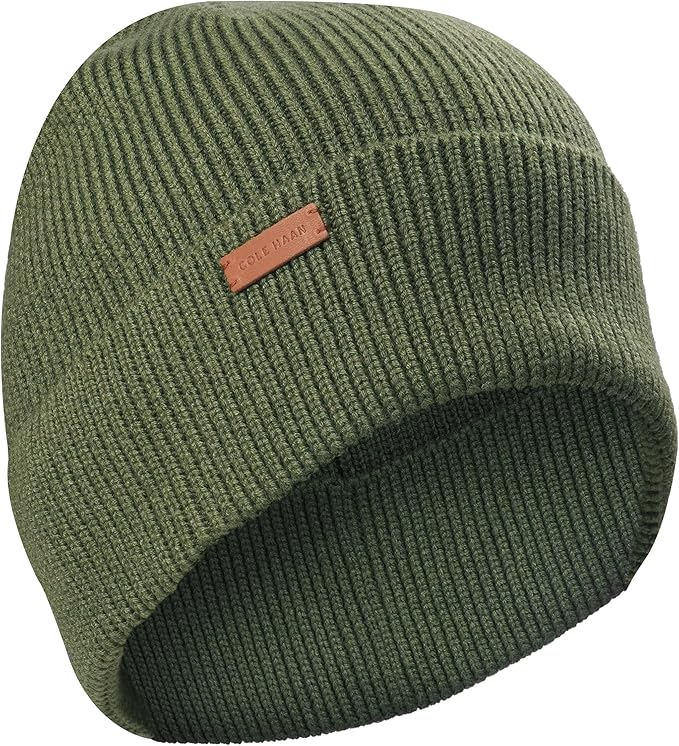 Cole Haan Men's Heritage Rib Cuff Wool Beanie Hat, One Size