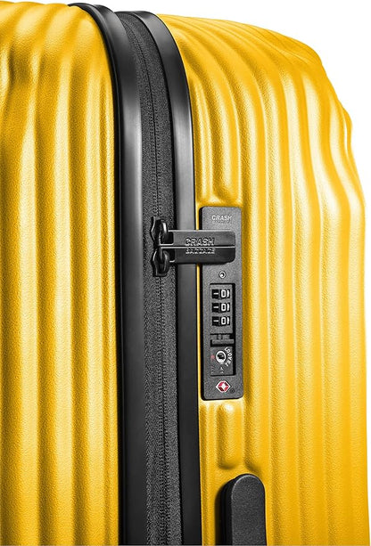 CRASH BAGGAGE Stripe Suitcase | Yellow | 36L | 100% Polycarbonate, TSA-Approved Lock, 360° Spinning Wheels