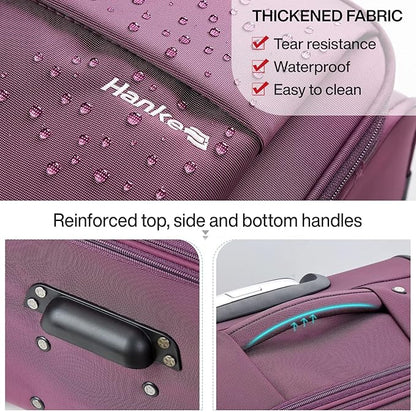Hanke 20/28 Inch 2 Piece Luggage Sets with Spinner Wheels Expandable Luggage Large Suitcases with Wheels Lightweight Travel Luggage Rolling Suitcase with Lock Softside Checked Luggage.(Purple)