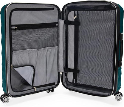 Kenneth Cole REACTION Diamond Tower Collection Lightweight Hardside Expandable 8-Wheel Spinner Travel Luggage, Deep Teal, 24-Inch Checked