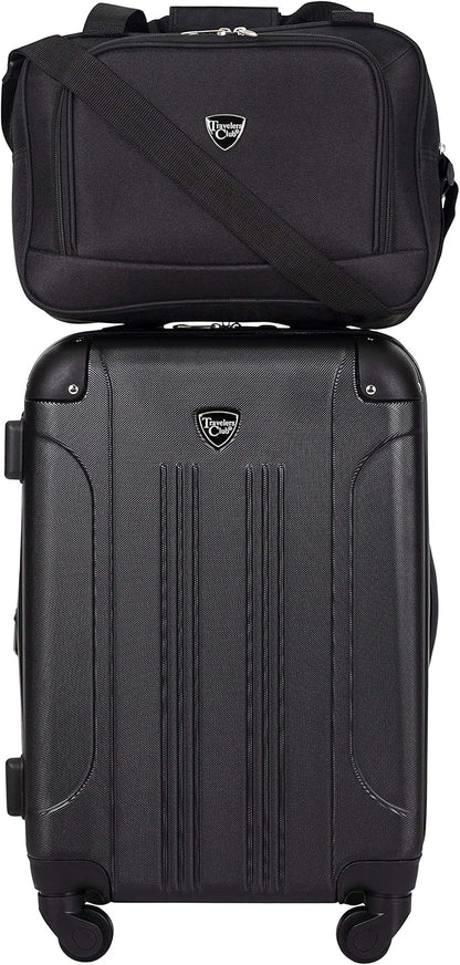 Travelers Club Chicago Hardside Expandable Spinner Luggage, Black, 3 Piece Set