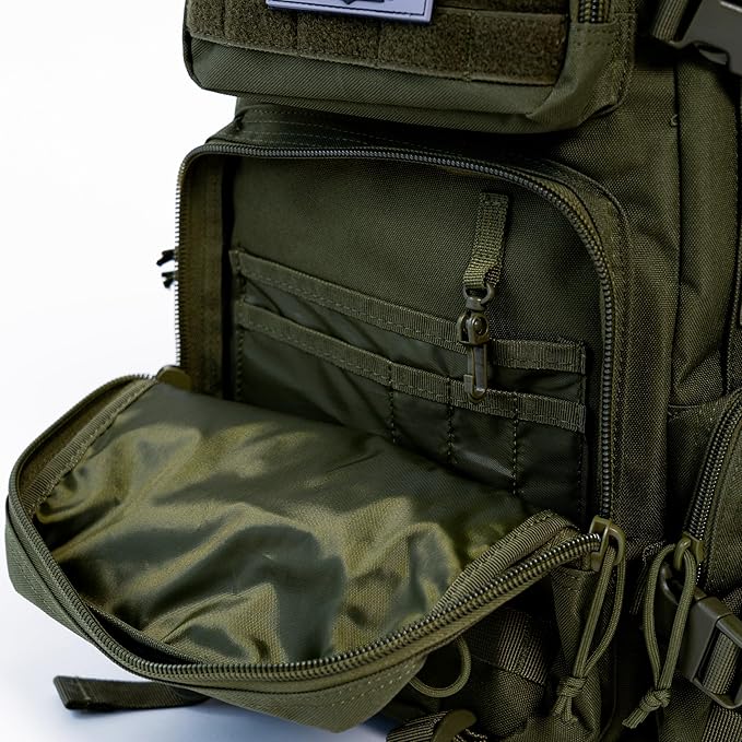 25 L Tactical Backpack: durable military-style backpack with MOLLE system for everyday use, gym, hiking, fishing, camping, and outdoor sports. (Olive Drab, Army green/Military Style)