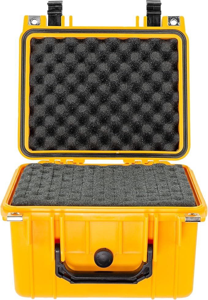 Eylar Small 10.62" Deep Gear, Equipment, Hard Camera Case Waterproof with Foam TSA Standards (Yellow)