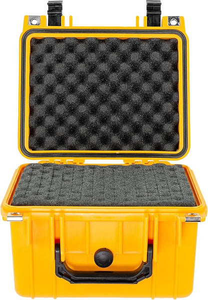 Eylar Small 10.62" Deep Gear, Equipment, Hard Camera Case Waterproof with Foam TSA Standards (Yellow)