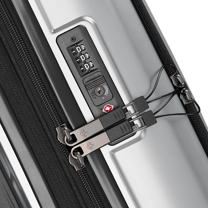 Samsonite 2 Piece Luggage Set with 21/28” Hardside Lightweight Octiv (Carry-On Pro with Front Pocket & Large Checked) Expandable, Four Spinner Wheels, Adjustable Handle, TSA Approved Lock - Silver
