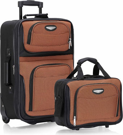 Travel Select Amsterdam Softside Expandable Luggage with Rolling Wheels, Orange, 2-Piece Set (15/21)