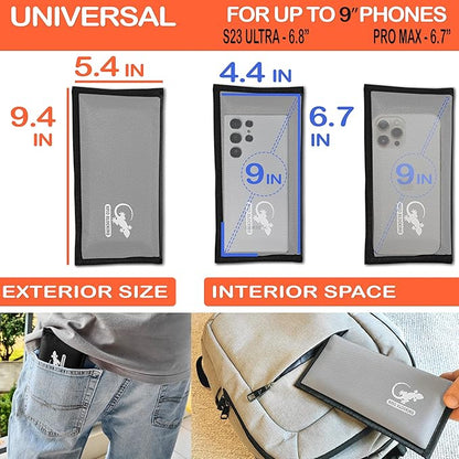 Faraday Bag, Anti-Tracking GPS RFID Car Key Signal Blocker Wallet Shielding Pouch Protective Case for Cell Phone Car Key FOB, Data Privacy, Electronic Device Security (SILVER - NYLON)