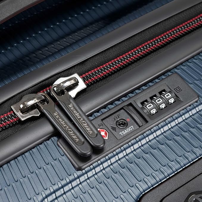 Traveler's Choice Maxporter II 22" Hardside Polycarbonate Spinner Carry-On Luggage, USB Port, TSA Lock, Navy