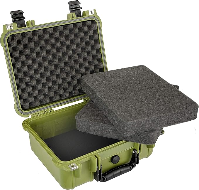 Eylar Protective Gear and Camera Hard Case Water & Shock Proof With Foam 13.37 inch 11.62 inch 6 inch OD Green (Green)