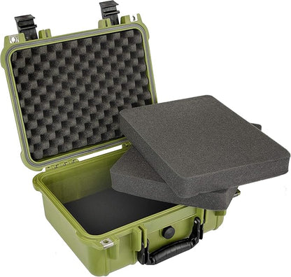 Eylar Protective Gear and Camera Hard Case Water & Shock Proof With Foam 13.37 inch 11.62 inch 6 inch OD Green (Green)