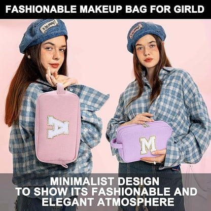 YOOLIFE Teen Girl Gifts Trendy Stuff - Birthday Gifts for Teen Girls Bridesmaid Proposal Gifts Bride Gifts Toiletry Bag Letter Makeup Bags Skincare Bag Granddaughter Sister Gifts White Letter L