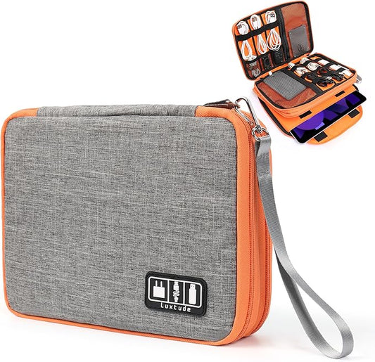 Luxtude Travel Cable Organizer Bag, Electronic Organizer Travel Case Large, Cord Organizers Bag, Tech Bag for Cable Storage/Cord Storage/iPad Pro(up to 11")/Wall Charger/Electronic Accessories