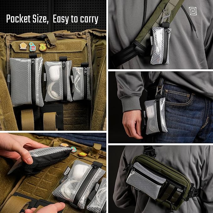 TACTICAL GEEK Storage A5 EDC Storage Pouch Set, Multi-Purpose Molle EDC Gadget Pouch, Multi-Functional Utility Small Tool Pocket,Luggage Organiser Divider Small Pouch Organizer for Daily Carry (White)