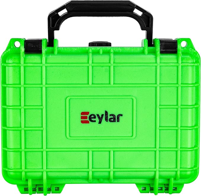 Eylar Protective Hard Case Water & Shock Proof w/Foam TSA Approved 8.12 inch 6.56 inch 3.56 inch (Neon Green)
