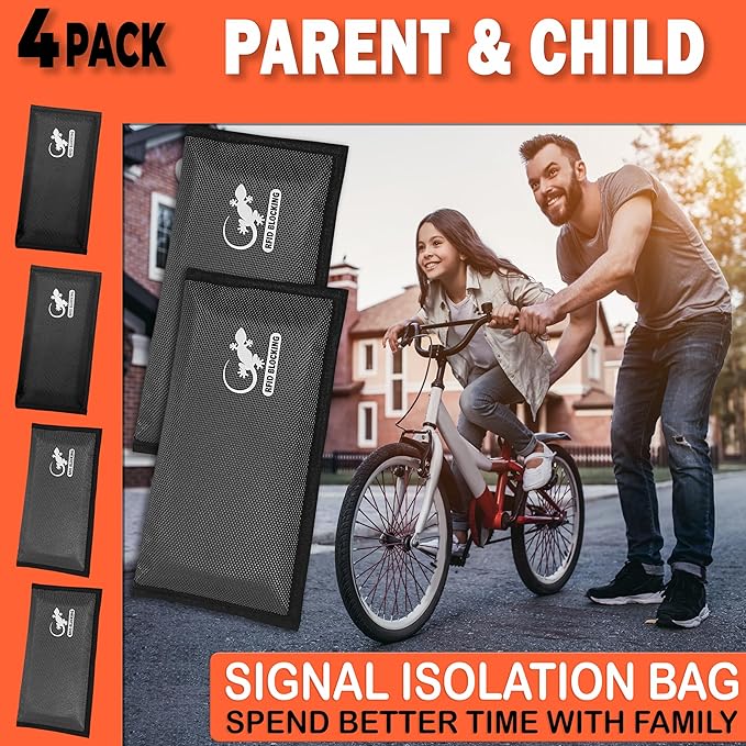 4 Faraday Bag Anti-Tracking GPS RFID Car Key Signal Blocker Wallet Shielding Pouch Protective Case for Cell Phone Car Key FOB, Data Privacy, Electronic Device Security (4 PACK - BLACK AND GRAY)
