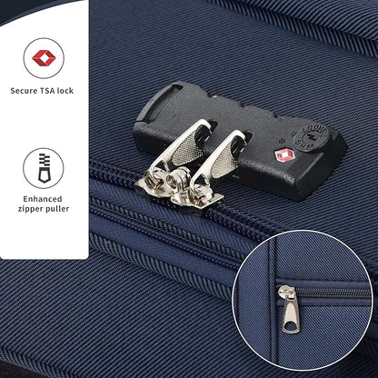 Merax Softside Luggage Set Softshell Lightweight 3 Piece Spinner Suitcase 22" 26" 30" Deep Blue