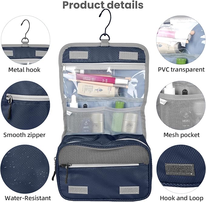 8 Set Expandable Compression Packing Cubes for Suitcases Travel Essentials Carry On Waterproof Storage Bag With Dry And Wet Separation Dark Blue