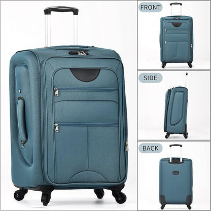 Merax Softside Luggage Set, Travel Suitcase Expandable Lightweight, 3 Piece Luggage Sets with Spinner Wheels 22" 26" 30" Suitcase with TSA Lock (Blue Green)