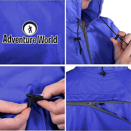 Adventure World Globotrekker Backpack Poncho Lightweight Waterproof Rain Poncho for Hiking, Camping, Travel & Outdoor Use