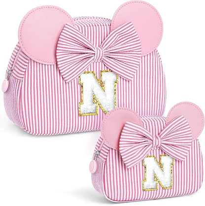 Initial Makeup Bag | Makeup Bags | Travel Cosmetic Bag | Birthday Gifts for Girls | Christmas Gifts for Kids | Birthday Gift for 4 5 6 7 8 9 10 11 12 13 Years Old Girl | Pink N