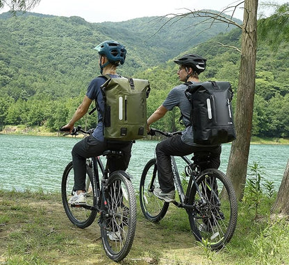 MARCHWAY Roll Top Waterproof Backpack, Floating Dry Bag 20L/30L/45L with Ergonomic Rectangular Base, Cushioned Back, Hip Strap for Hiking Camping Kayaking Travel (Black, 45L)