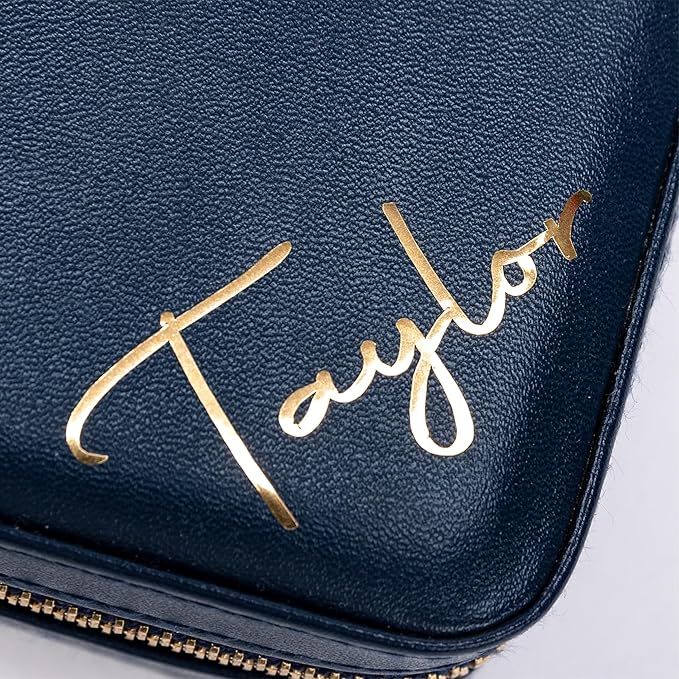 Angelina's Palace Personalized Jewelry Case with Name Engraved,Custom Leather Travel Jewelry Organizer Box for Rings,Earrings,Necklaces,Birthday Bridesmaid Gift For Women