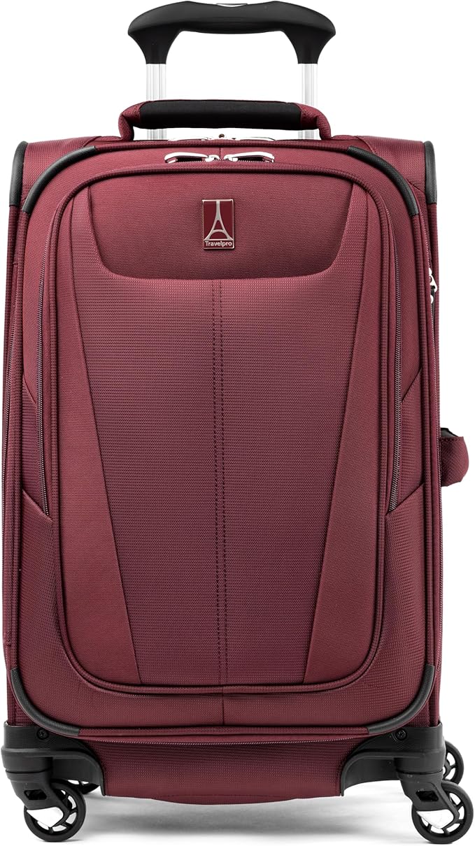 Travelpro Maxlite 5 Softside Expandable Luggage with 4 Spinner Wheels, Lightweight Suitcase, Men and Women, International, Burgundy, Carry-on 21-Inch